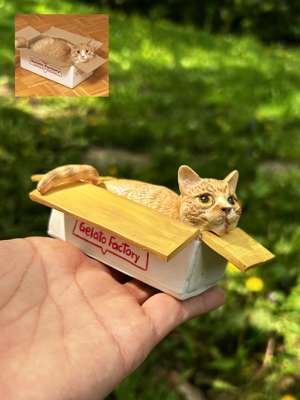 Realistic Cat Sculpture - Custom Handmade Miniature - Pet Memorial Gift Personalized