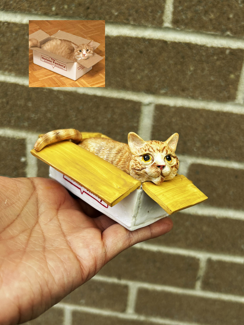 Realistic Cat Sculpture - Custom Handmade Miniature - Pet Memorial Gift Personalized