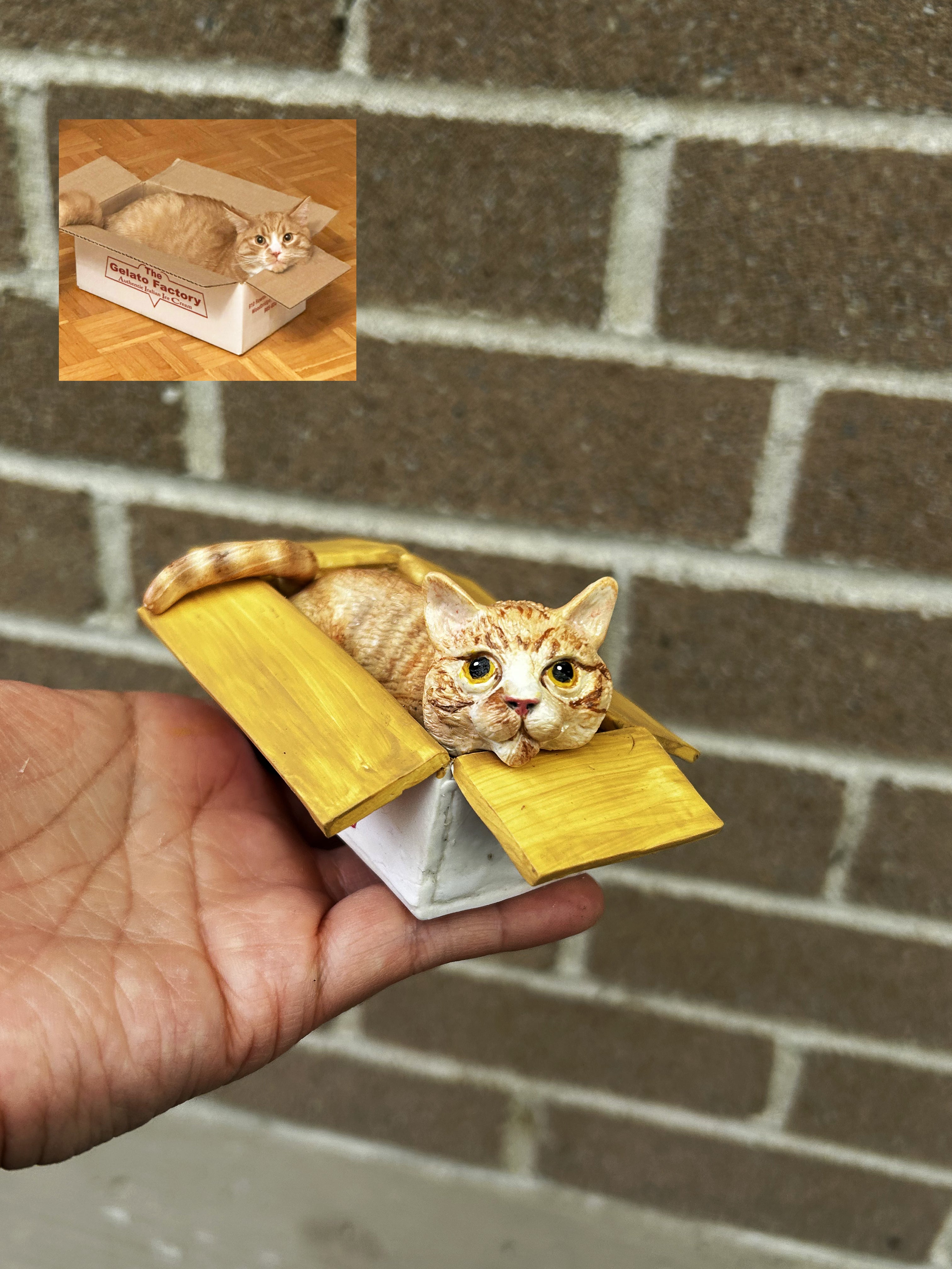 Realistic Cat Sculpture - Custom Handmade Miniature - Pet Memorial Gift Personalized
