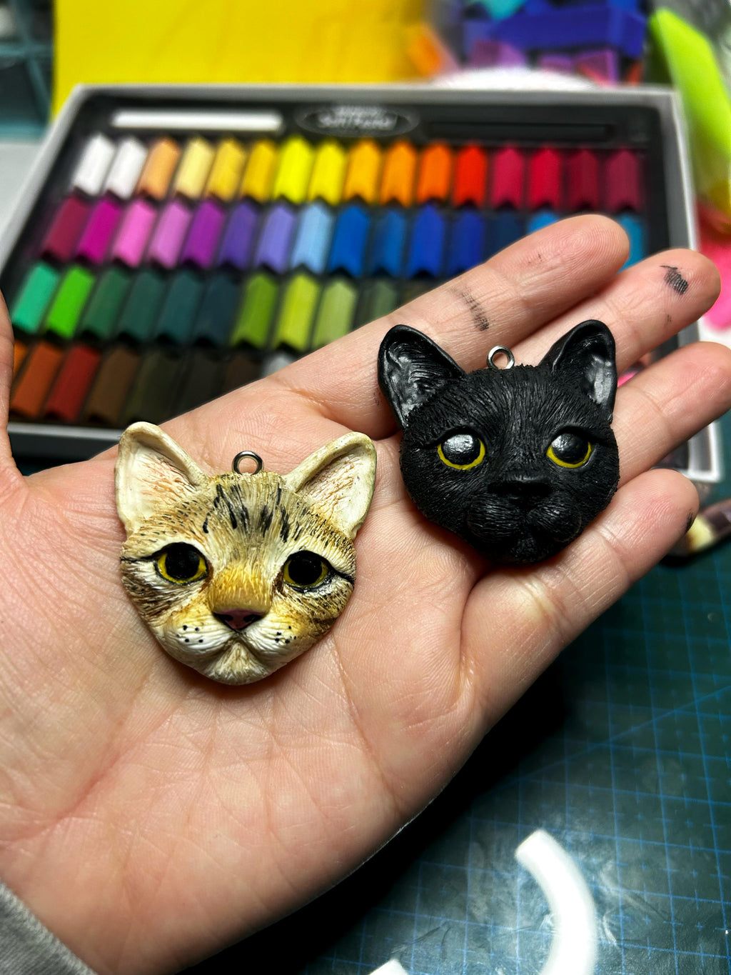 Personalized Cat Keychain: Hand-Sculpted Polymer Clay Pet Memorial