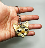 Personalized Cat Keychain: Hand-Sculpted Polymer Clay Pet Memorial