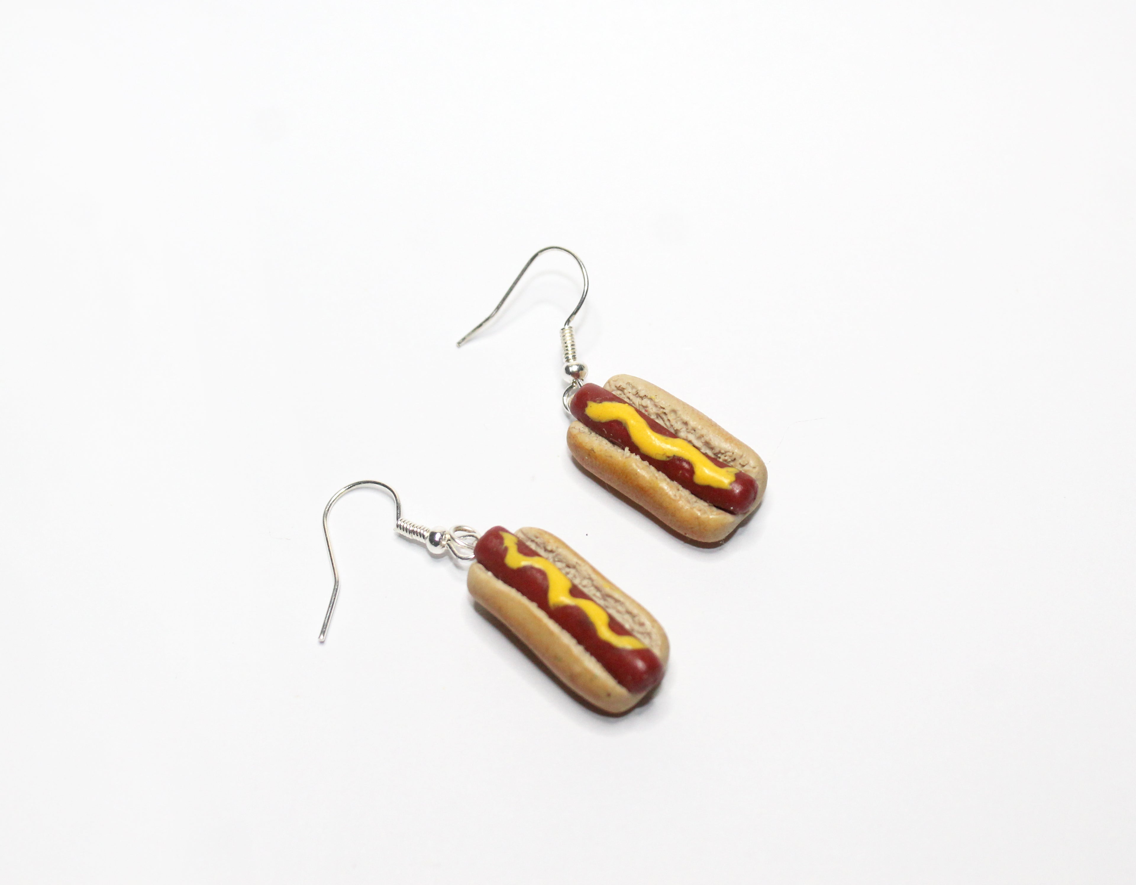 Hot Dog Earrings: Handmade Polymer Clay Miniature Food Jewelry