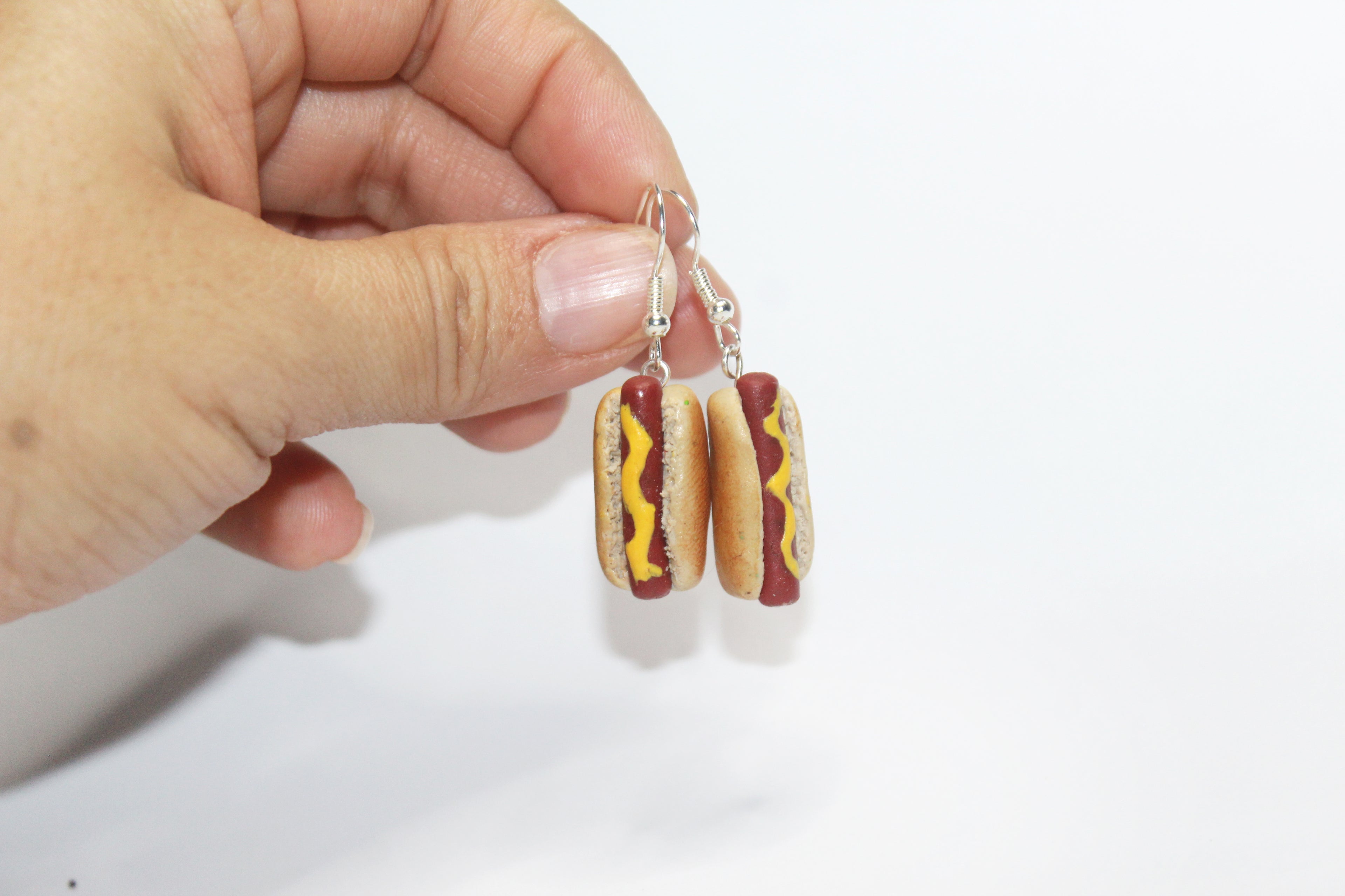 Hot Dog Earrings: Handmade Polymer Clay Miniature Food Jewelry