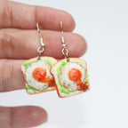 Toast Earrings with Fried Egg and Avocado handmade Polymer Clay