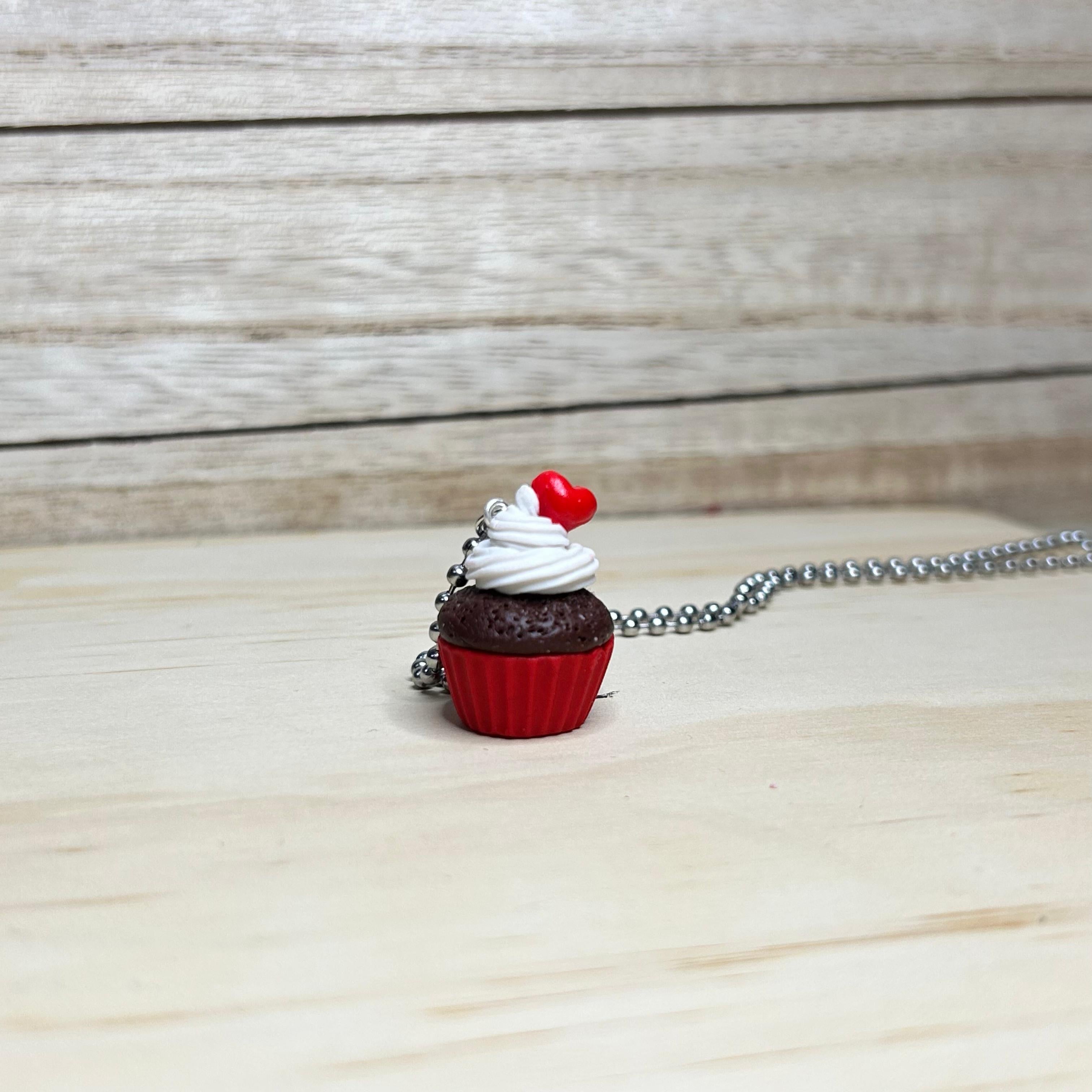 Valentine’s Day Chocolate Cupcake Earrings – Sweet Whipped Cream & Heart Top