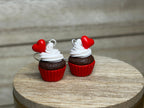 Valentine’s Day Chocolate Cupcake Earrings – Sweet Whipped Cream & Heart Top