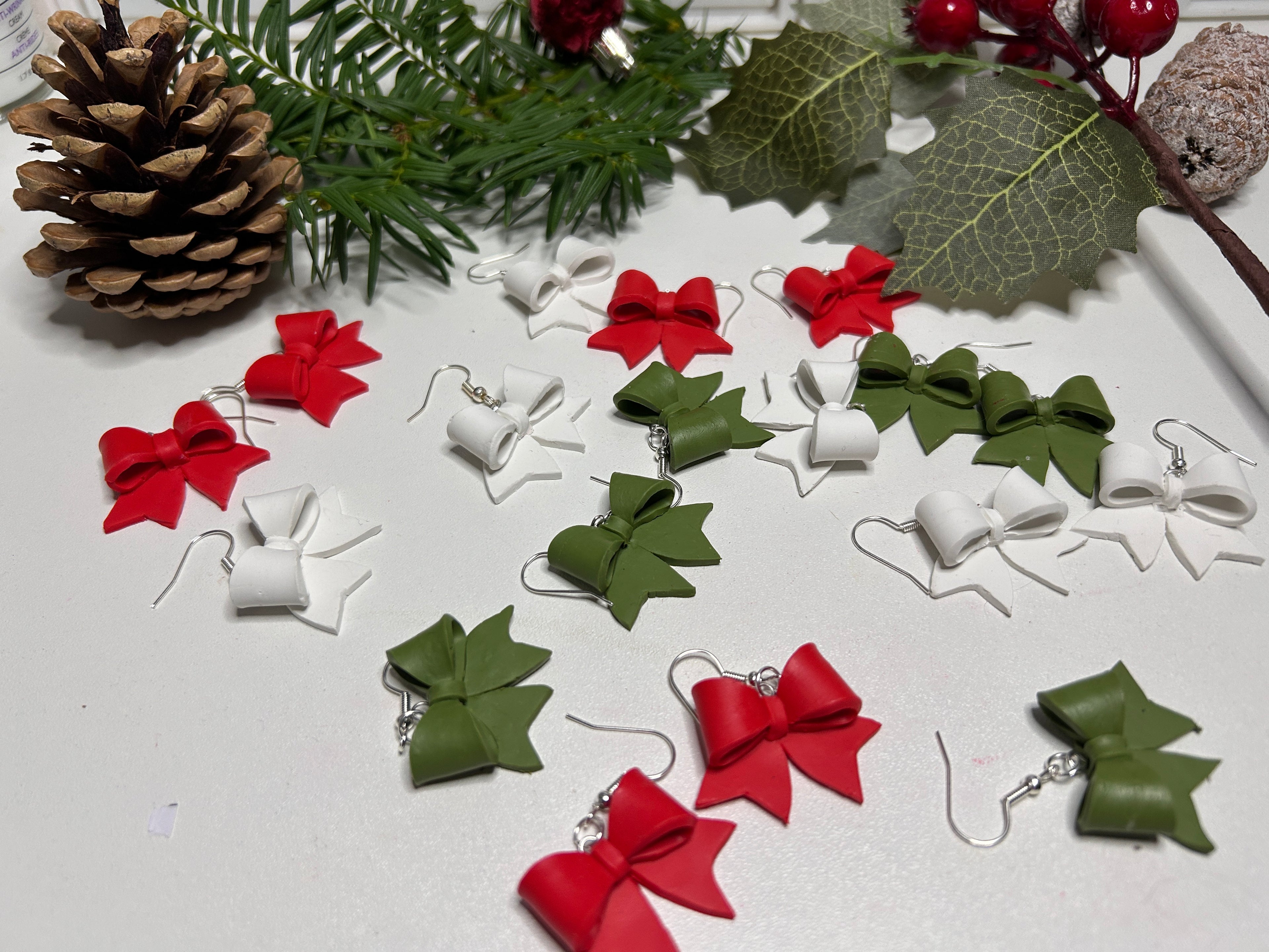 Handmade Christmas Bow Earrings