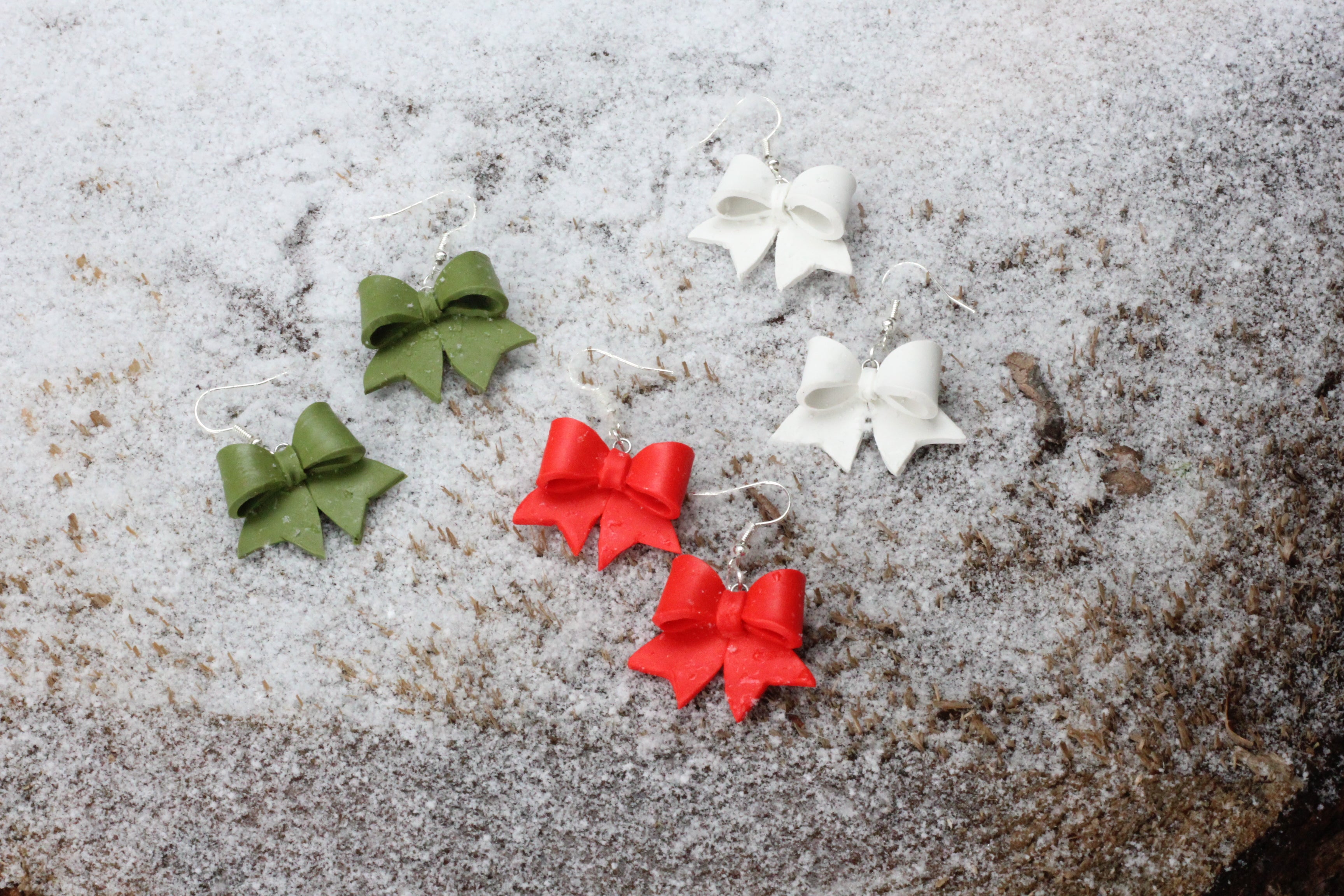Handmade Christmas Bow Earrings