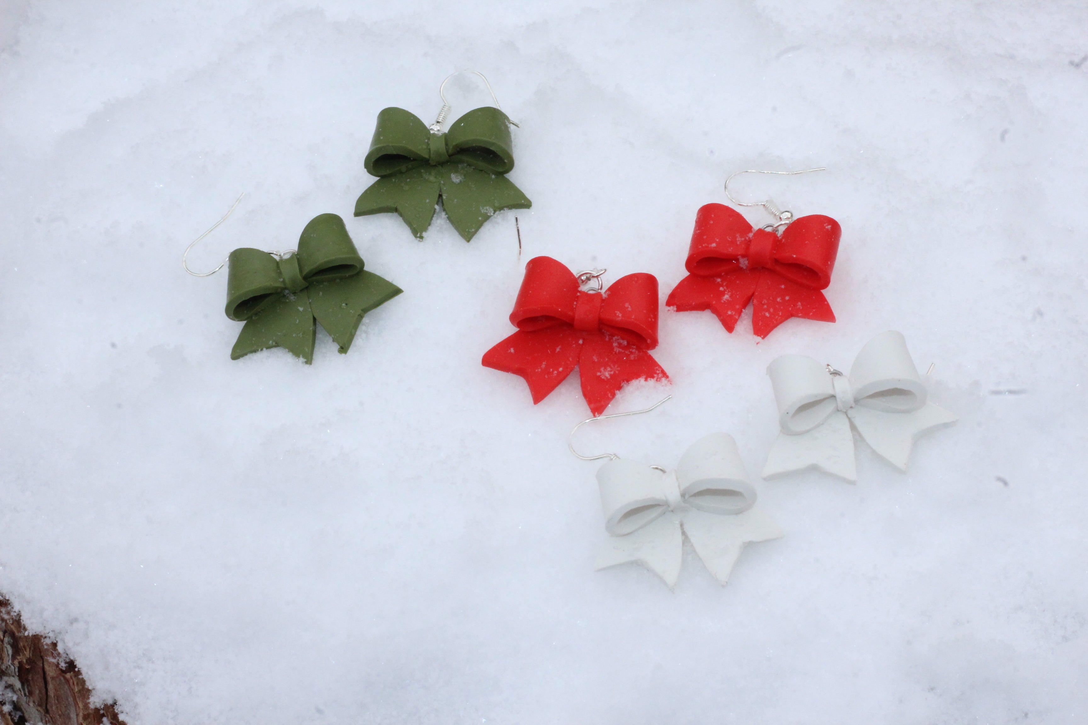 Handmade Christmas Bow Earrings