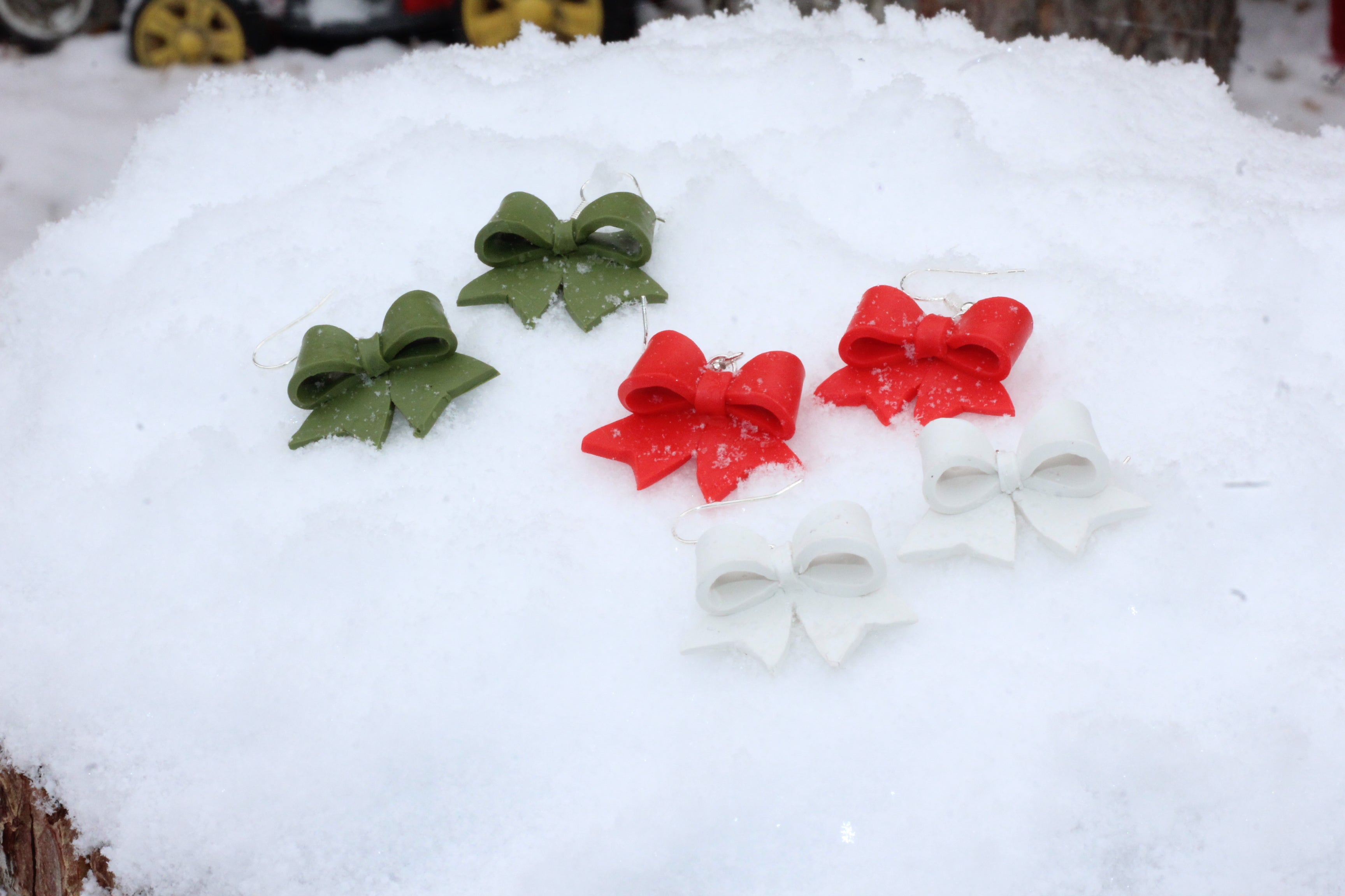 Handmade Christmas Bow Earrings