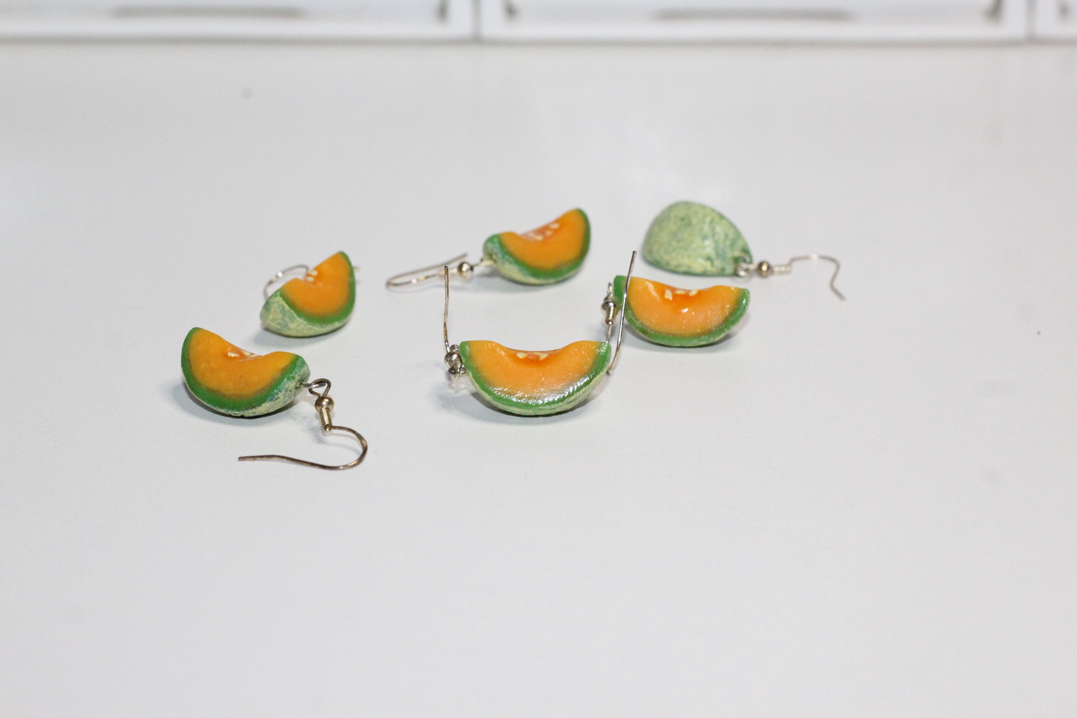 Melon Slice Earrings – Handmade Polymer Clay Fruit Jewelry