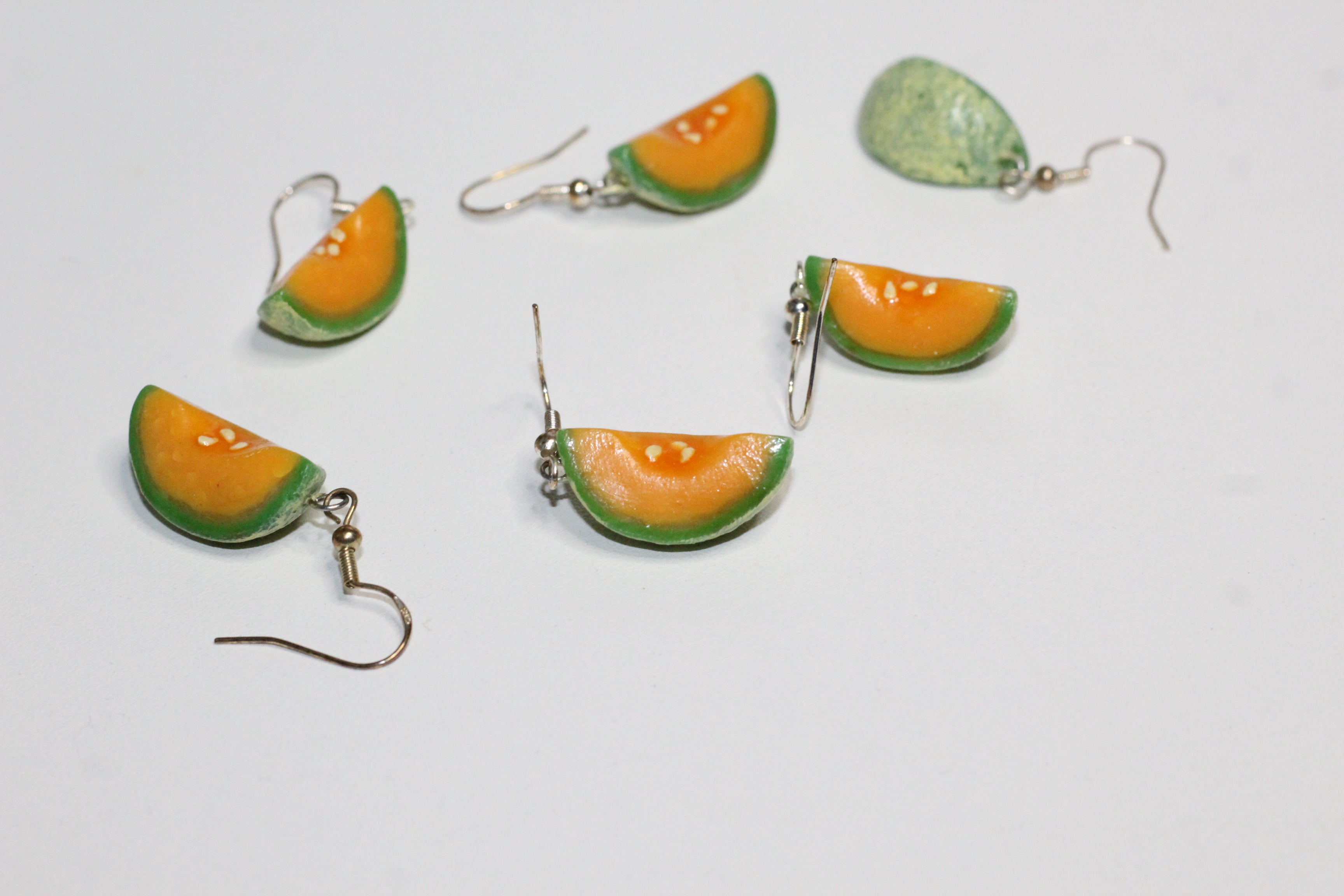 Melon Slice Earrings – Handmade Polymer Clay Fruit Jewelry