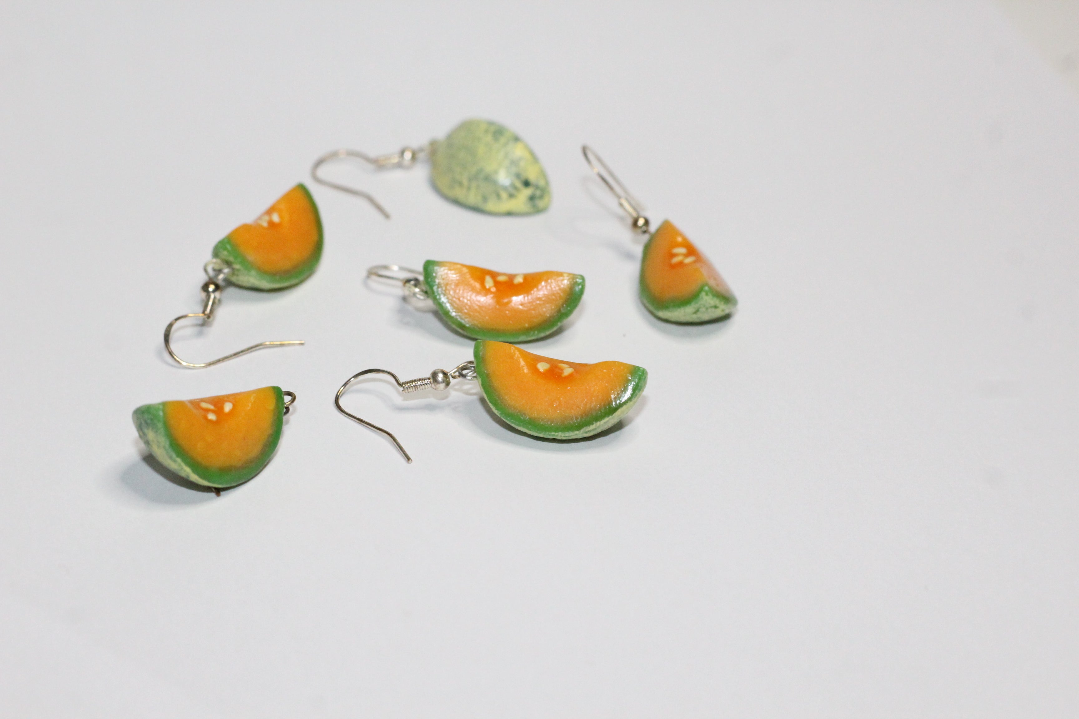 Melon Slice Earrings – Handmade Polymer Clay Fruit Jewelry