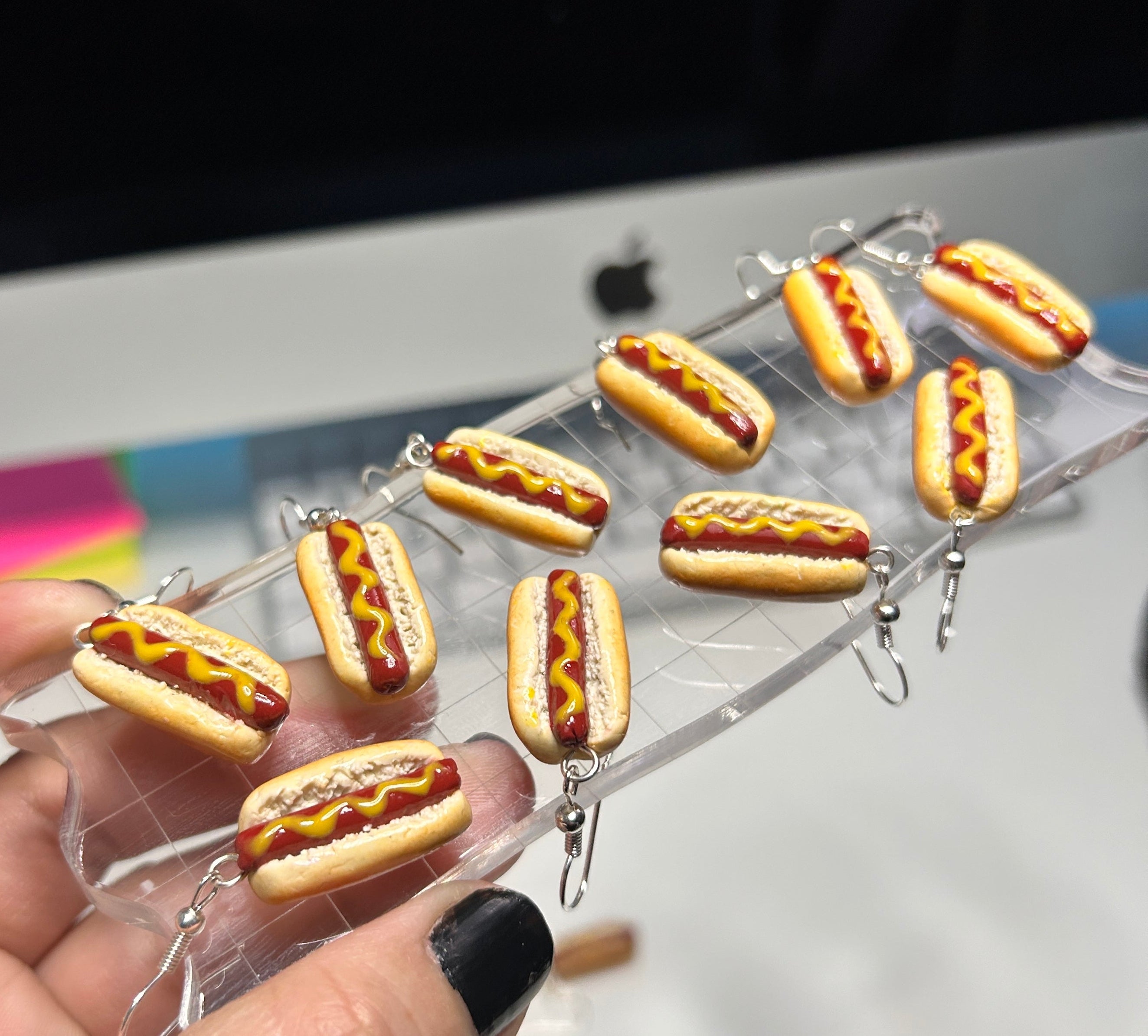 Hot Dog Earrings: Handmade Polymer Clay Miniature Food Jewelry