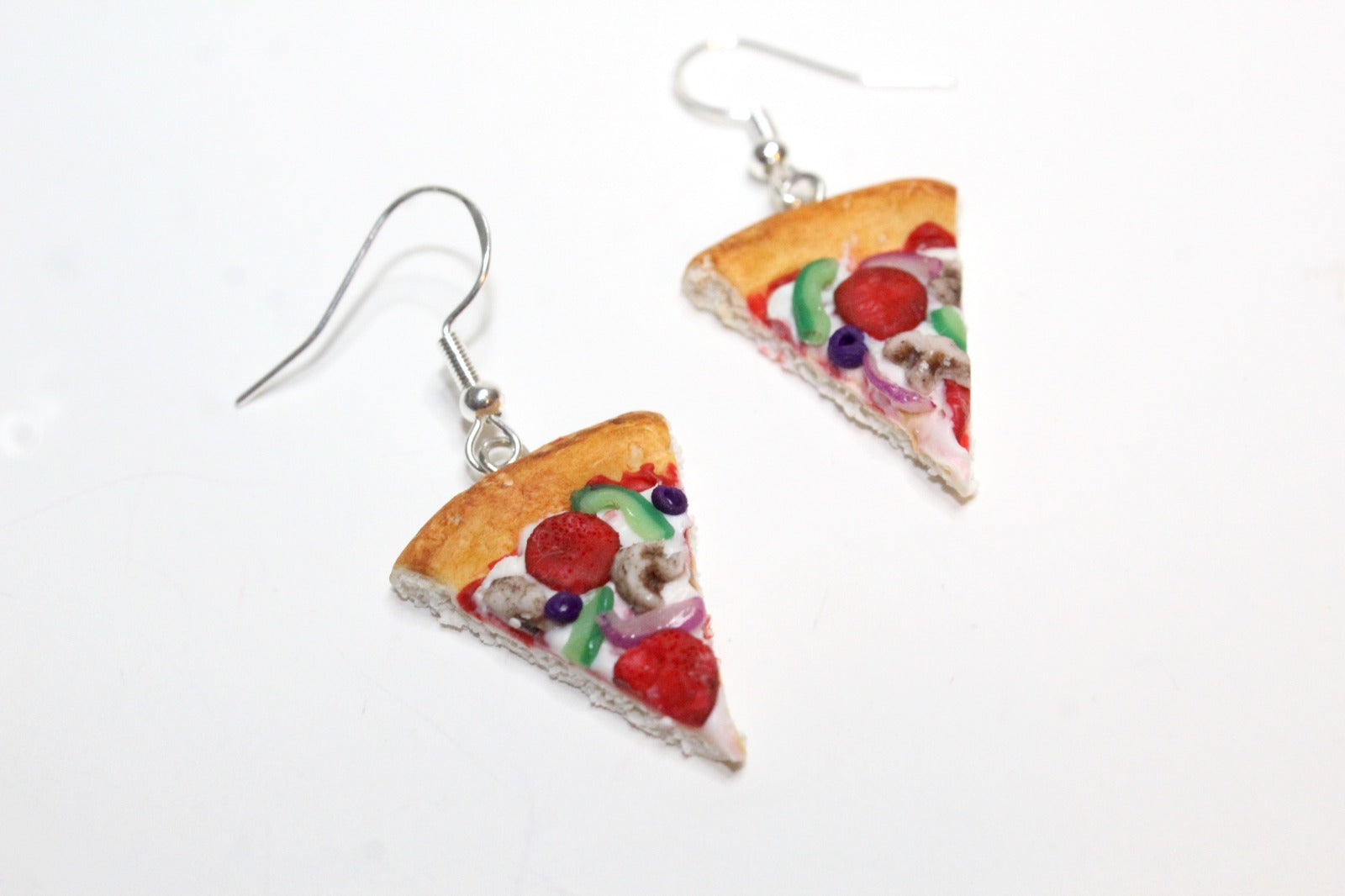 Realistic Mini Pizza Earrings | Handmade Polymer Clay Foodie Jewelry