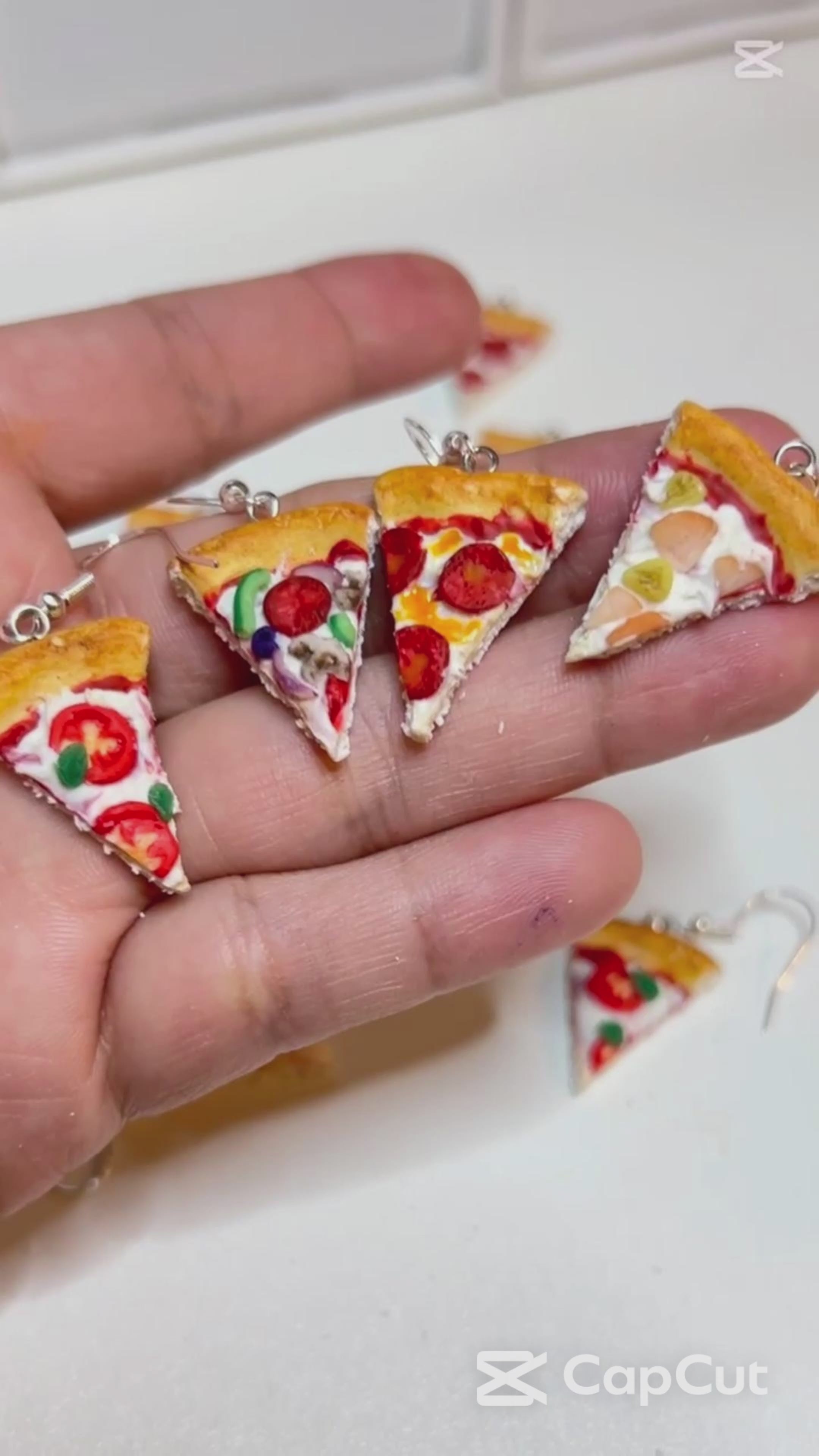 Realistic Mini Pizza Earrings | Handmade Polymer Clay Foodie Jewelry